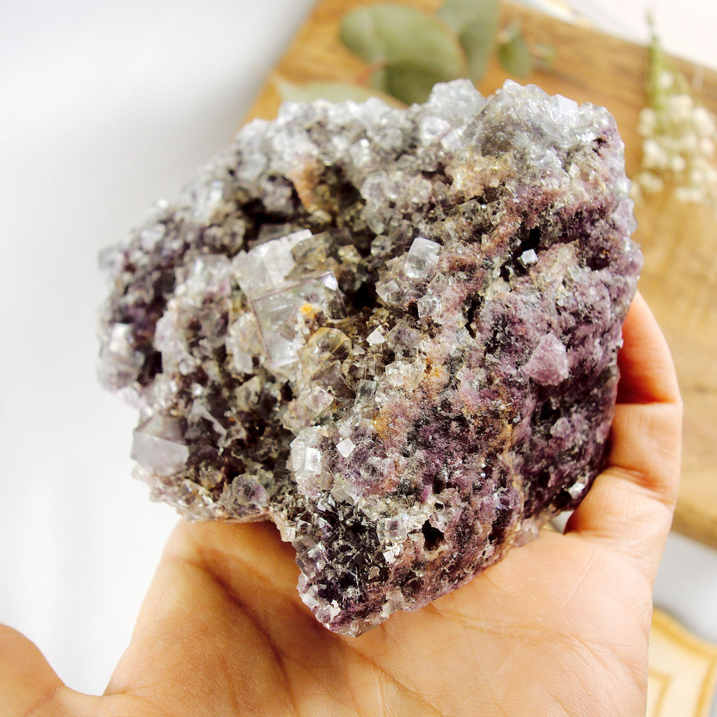 Completely Natural Large 1 LB Cubic Blue & Purple Gemmy Fluorite From Namibia - Earth Family Crystals