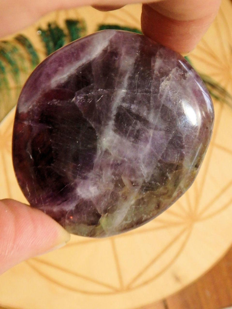 Glossy Green & Purple Flat Hand Held Fluorite REDUCED - Earth Family Crystals