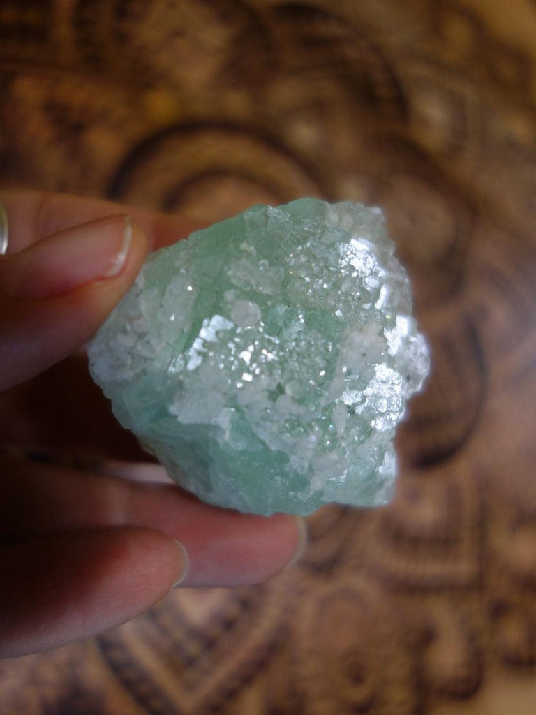 Mint Green Fluorite & Quartz Frosting Specimen - Earth Family Crystals