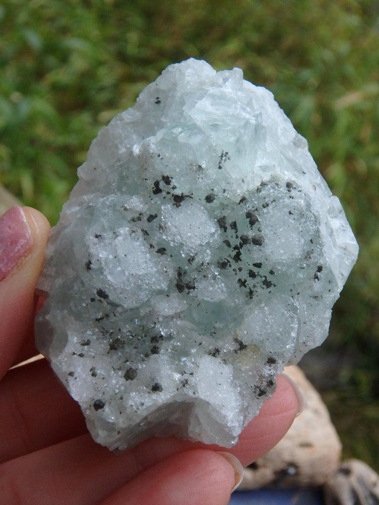 Mint Green Fluorite With Quartz Druzy & Pyrite Frosting - Earth Family Crystals