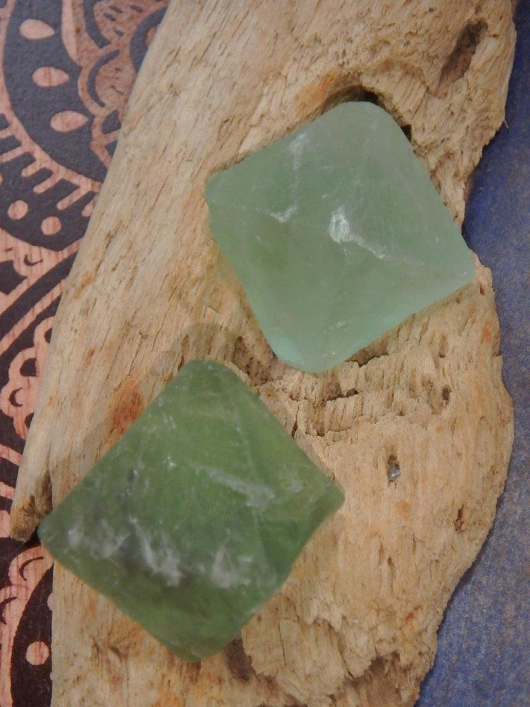 Set of 2 Natural Green Fluorite Hand Held Specimens - Earth Family Crystals