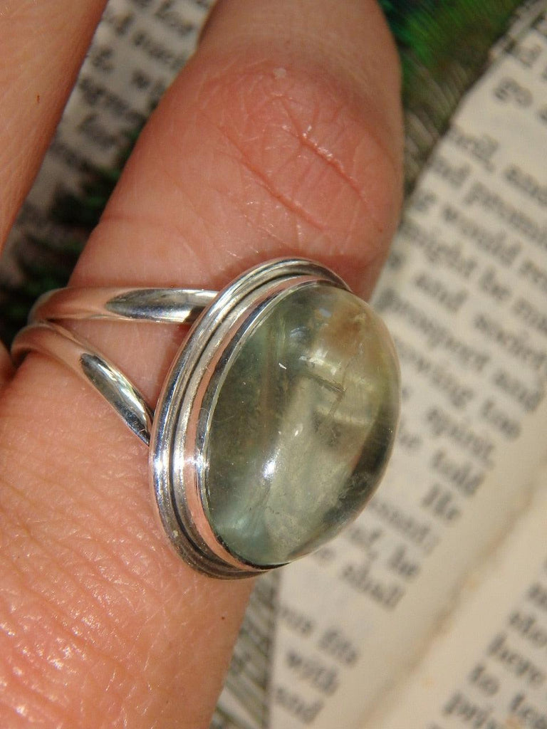 Stunning Optical Green Fluorite Ring In Sterling Silver (Size 10) - Earth Family Crystals