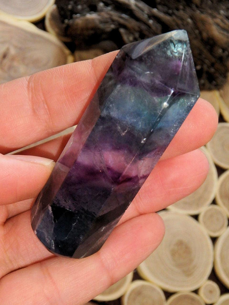 Gorgeous Turquoise Blue & Purple Patterns Fluorite Wand REDUCED - Earth Family Crystals