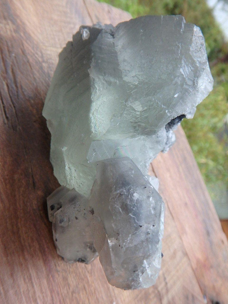 Chunky Deep Green Fluorite & Calcite Specimen - Earth Family Crystals