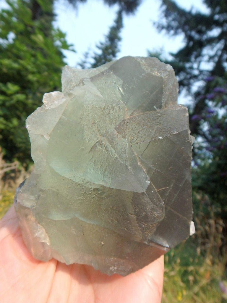 Brilliant Large Green Fluorite Cluster with Calcite Inclusions - Earth Family Crystals
