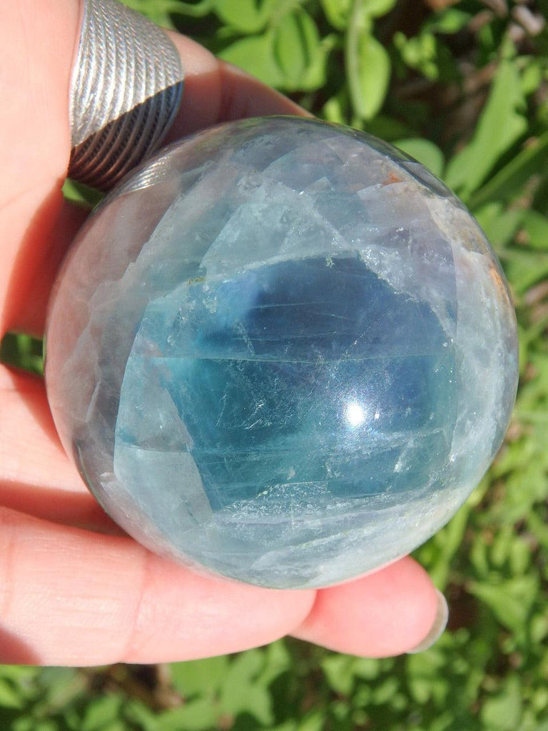 Fabulous Turquoise Blue Fluorite Sphere Carving - Earth Family Crystals