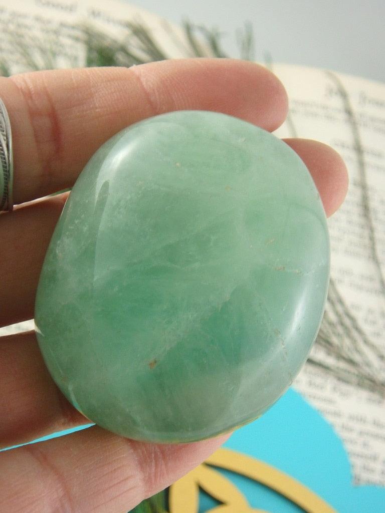 Vibrant Lush Green Fluorite Palm Stone - Earth Family Crystals