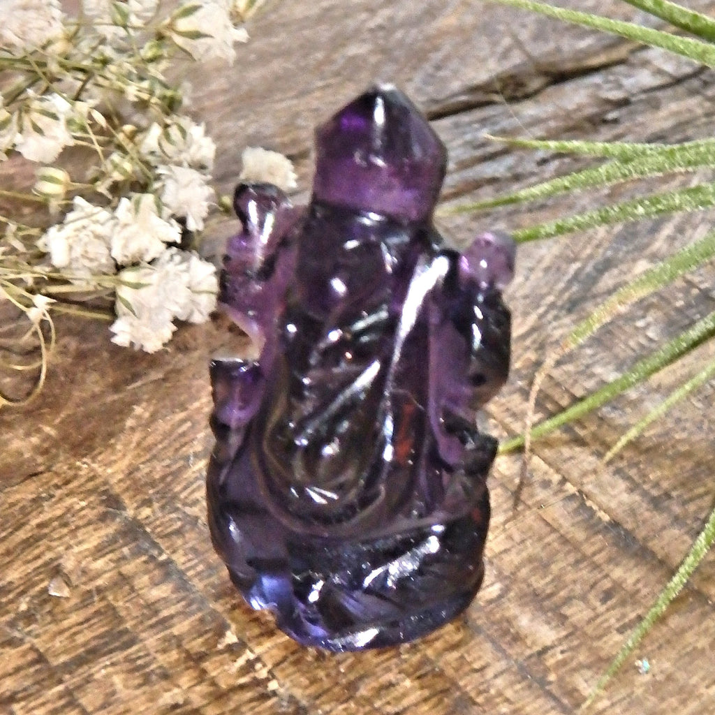 Brilliant Fluorite Ganesha Dainty Carving- The Remover of Obstacles - Earth Family Crystals