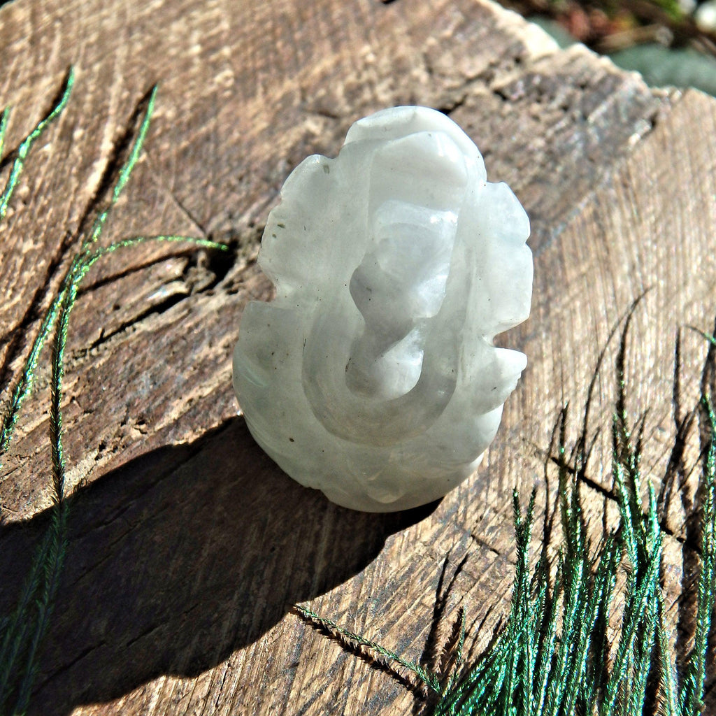 White Moonstone Dainty Ganesha Display Carving The Remover of Obstacles - Earth Family Crystals