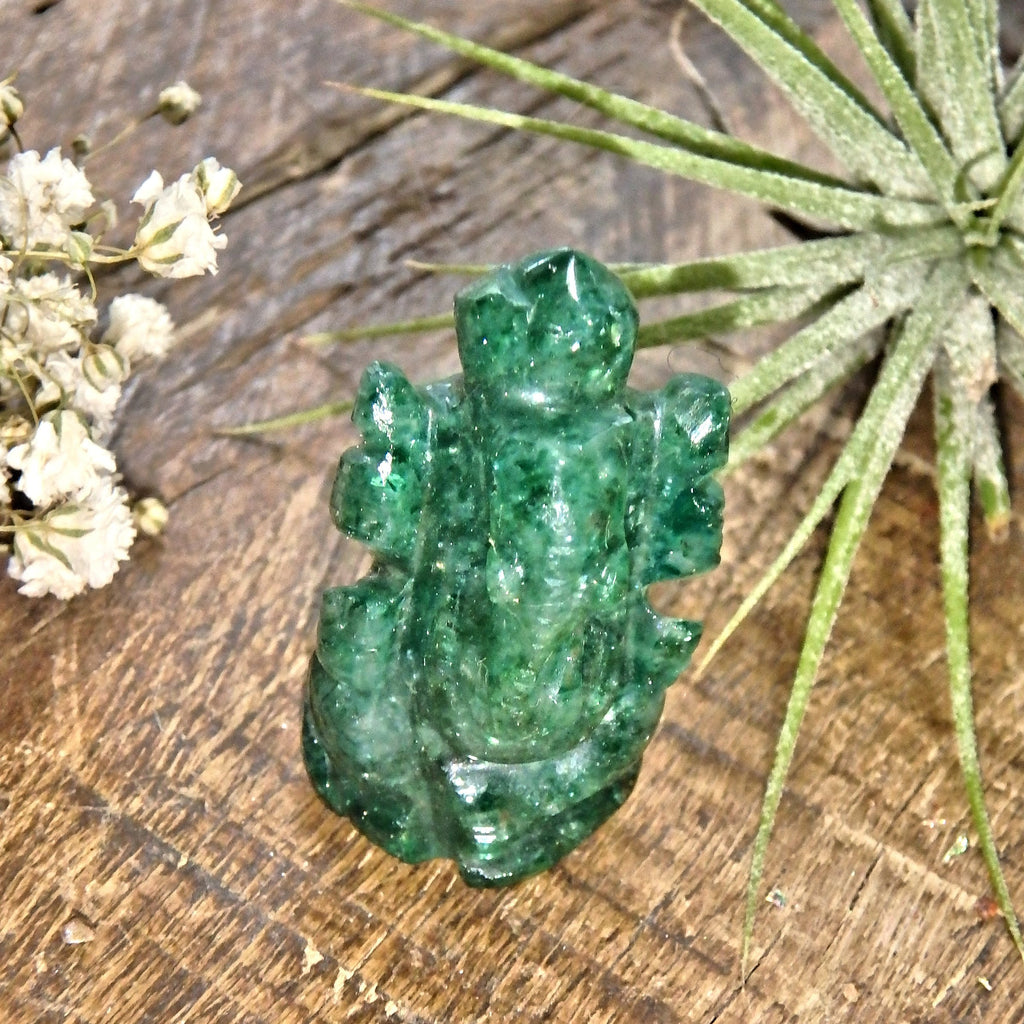 Deep Green Emerald Ganesha Dainty Carving- The Remover of Obstacles - Earth Family Crystals
