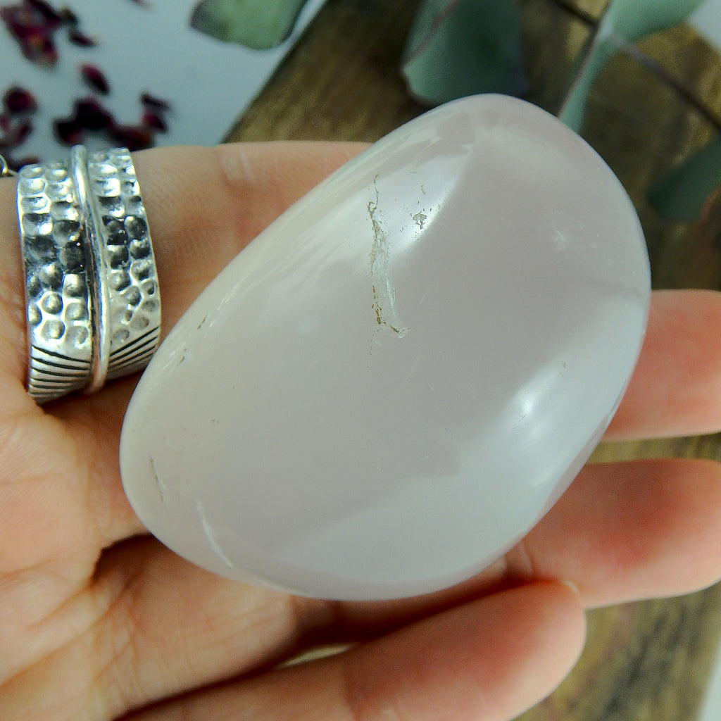 Smooth Frosted White Girasol Palm Stone #2 - Earth Family Crystals