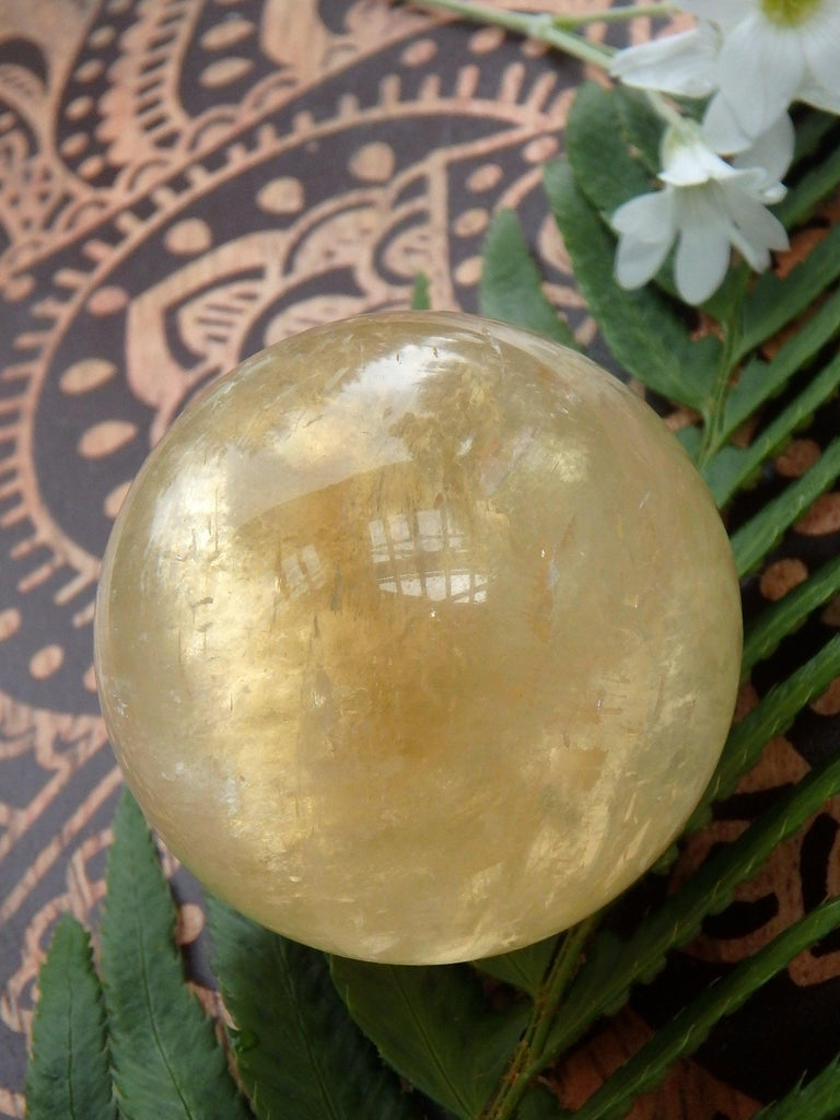 Brilliant Honey & Golden Calcite Sphere Carving - Earth Family Crystals
