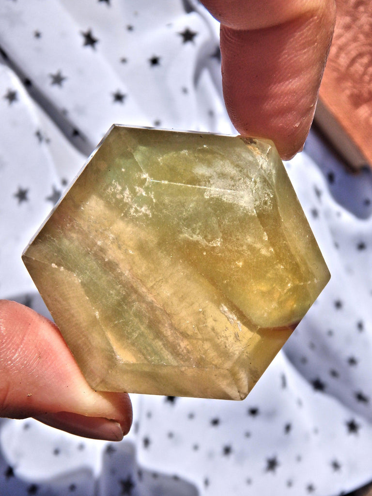 Unusual & Uplifting Golden Fluorite Carving 2 - Earth Family Crystals