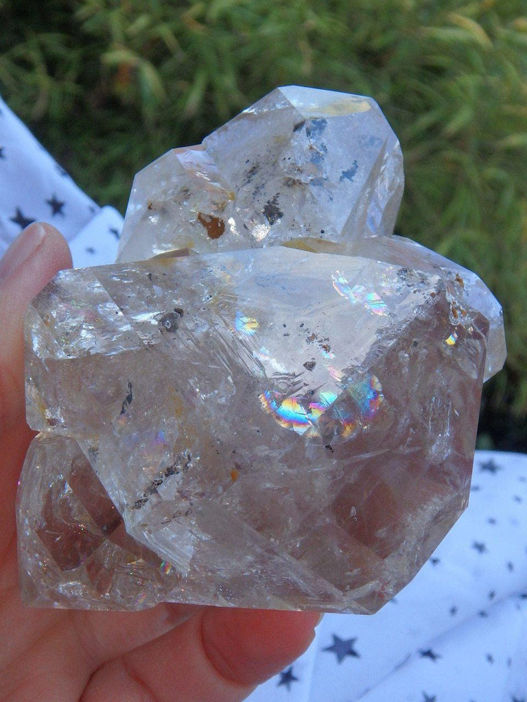 Completely Natural! XL Breathtaking  Elestial Golden Healer NY Herkimer Diamond Cluster With Rainbows - Earth Family Crystals