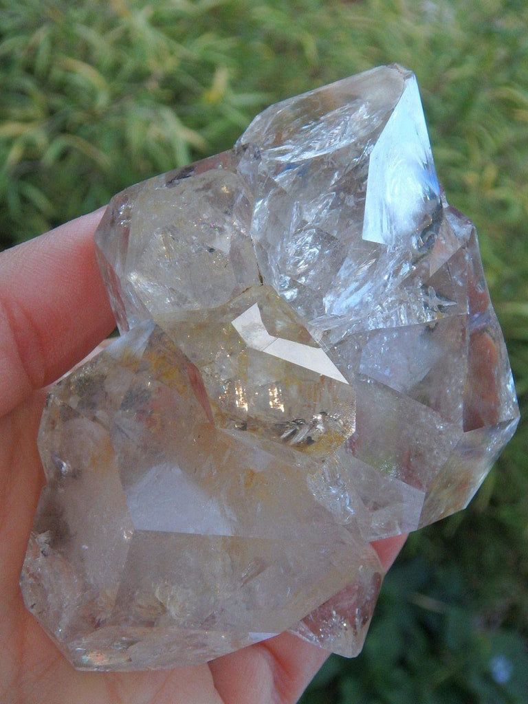 Completely Natural! XL Breathtaking  Elestial Golden Healer NY Herkimer Diamond Cluster With Rainbows - Earth Family Crystals