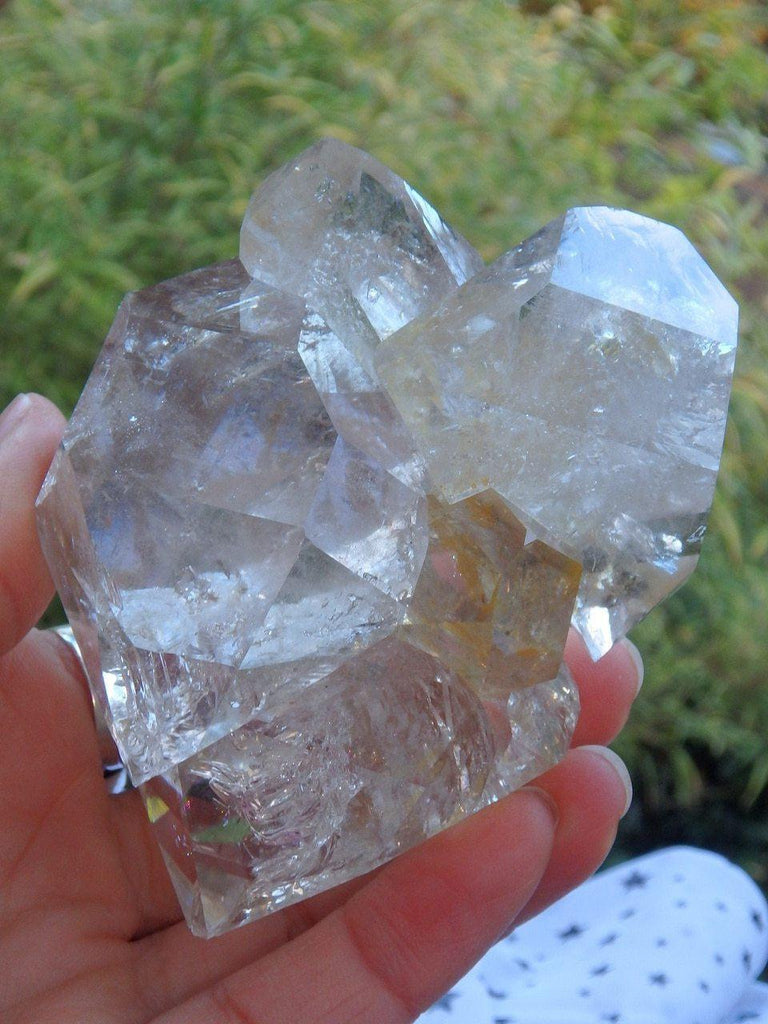 Completely Natural! XL Breathtaking  Elestial Golden Healer NY Herkimer Diamond Cluster With Rainbows - Earth Family Crystals