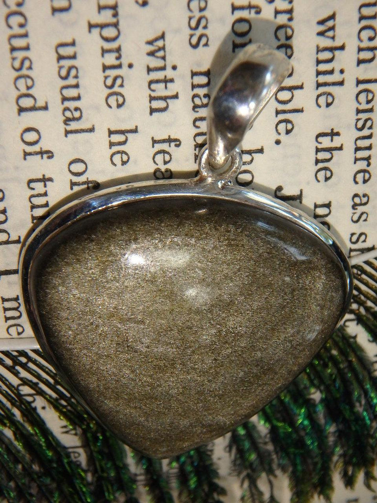 Glossy Golden Sheen Obsidian Pendant in Sterling Silver (Includes Silver Chain) - Earth Family Crystals