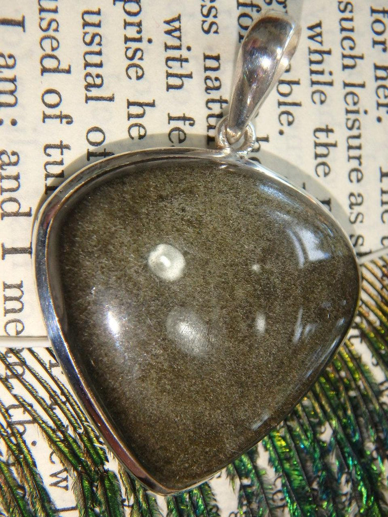 Glossy Golden Sheen Obsidian Pendant in Sterling Silver (Includes Silver Chain) - Earth Family Crystals