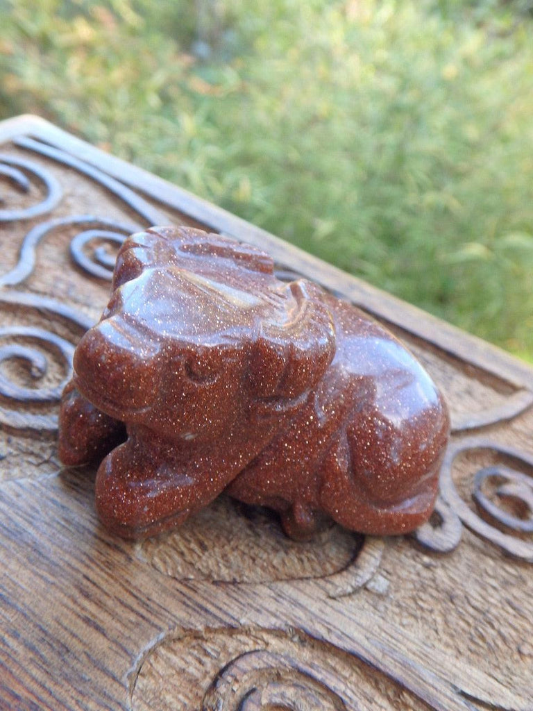 Sparkly Orange Goldstone Bull Carving - Earth Family Crystals