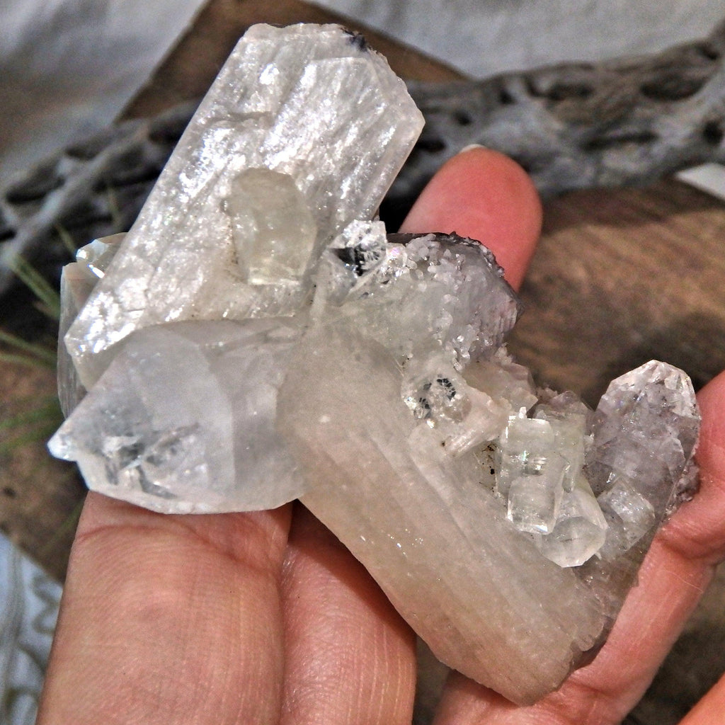 Fantastic Frosted Stilbite & Clear & Green Apophyllite Cluster - Earth Family Crystals