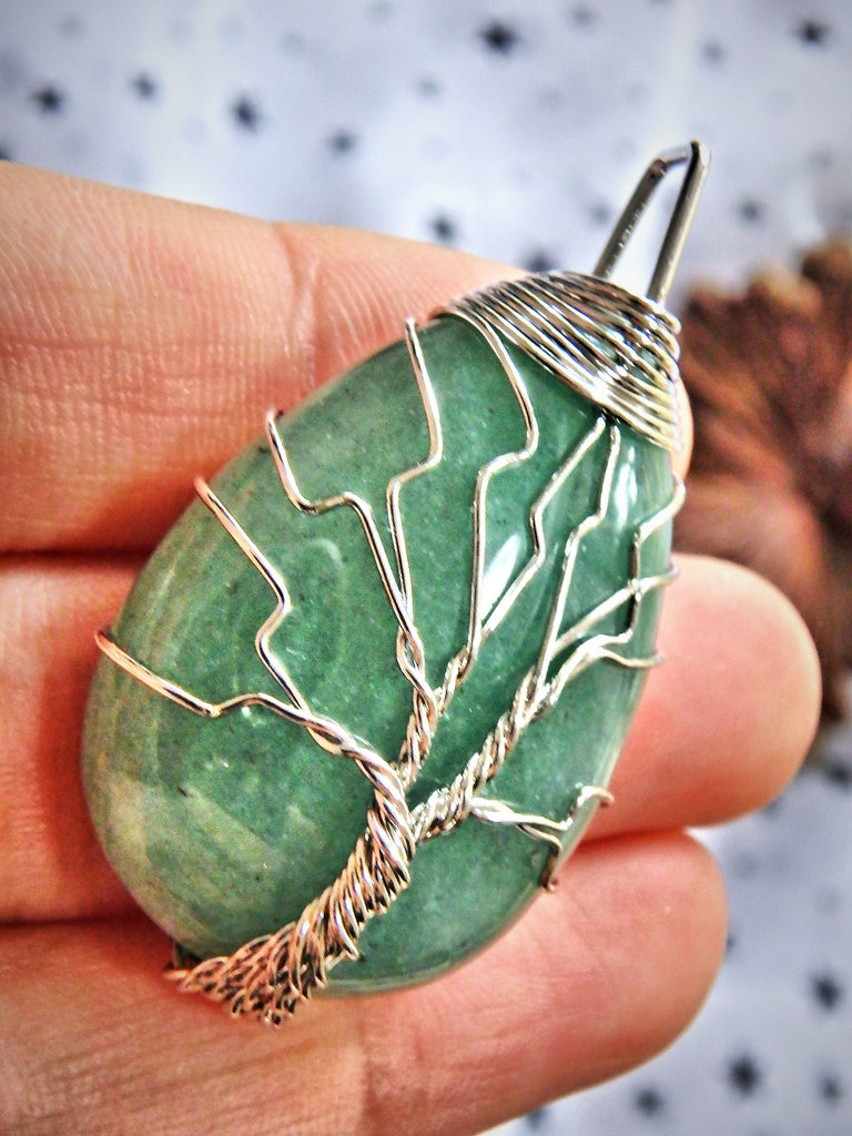 Green Aventurine Tree of Life Wire Wrapped Pendant - Earth Family Crystals