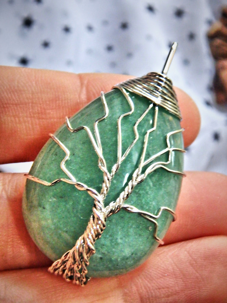Green Aventurine Tree of Life Wire Wrapped Pendant - Earth Family Crystals
