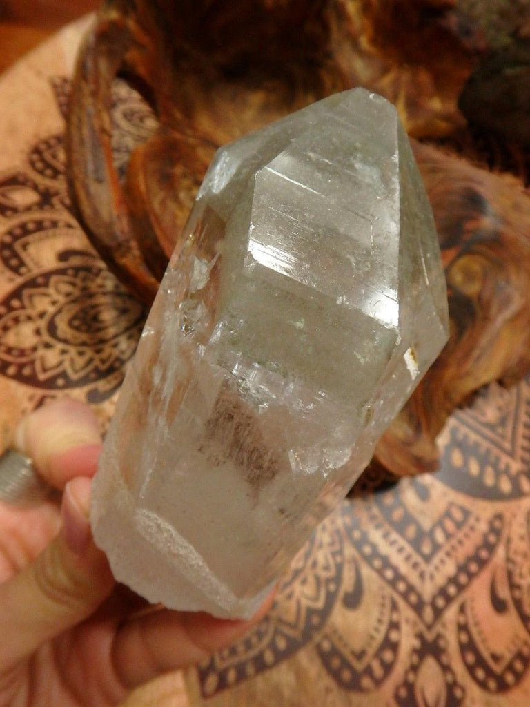 One of a Kind Large Phantom & Green Chlorite Included Himalayan Quartz Point With Self Healing & Record Keepers - Earth Family Crystals