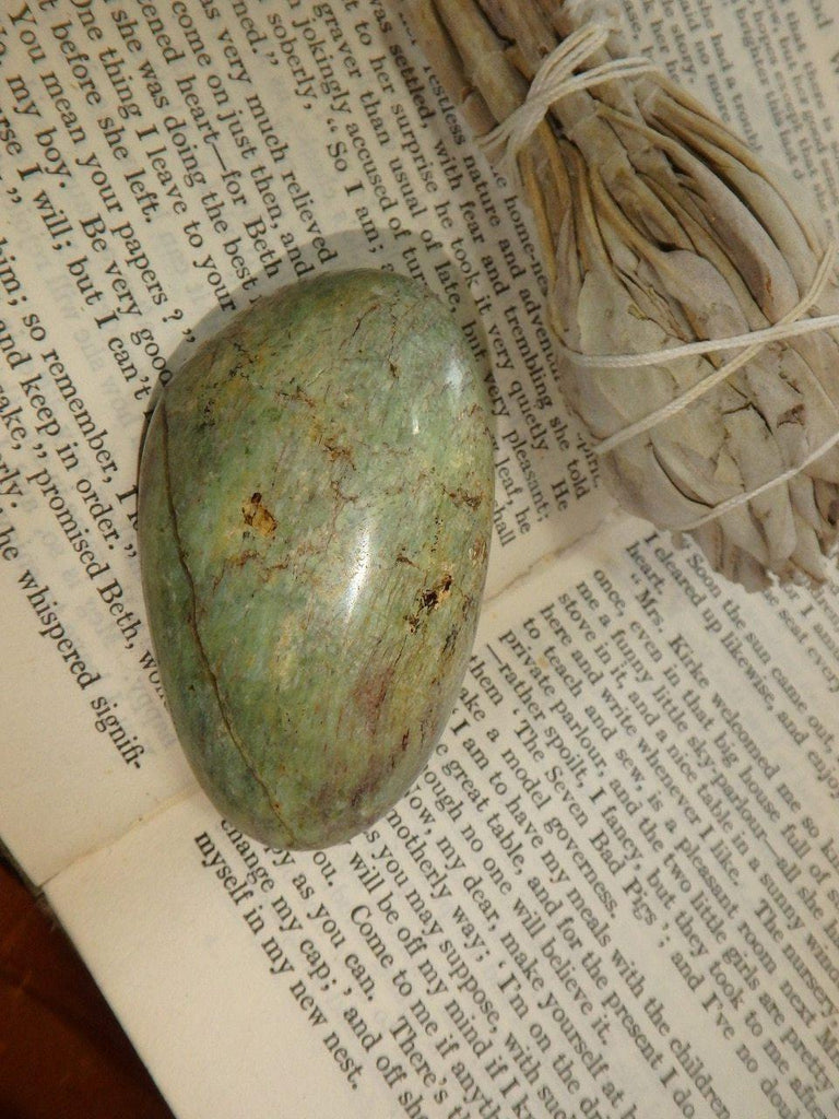 Creamy Green Opal Palm Stone Specimen - Earth Family Crystals