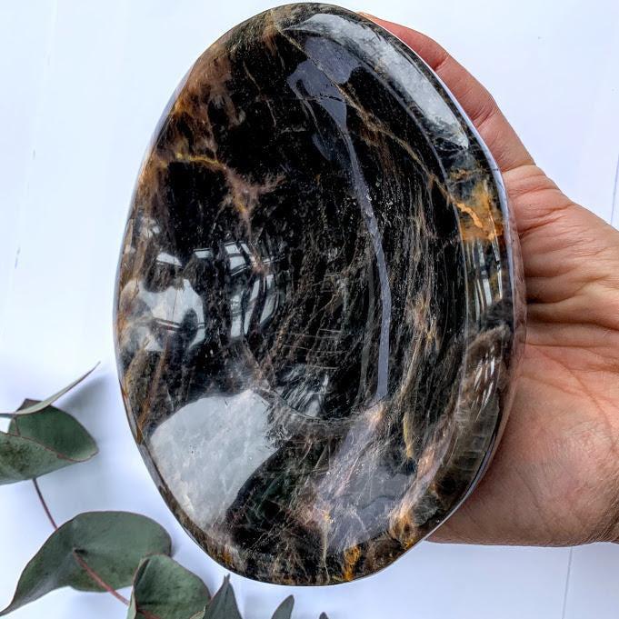 Amazing XL Black Moonstone Bowl Carving~ Ideal to Hold Precious jewelry & Small Crystals Inside - Earth Family Crystals