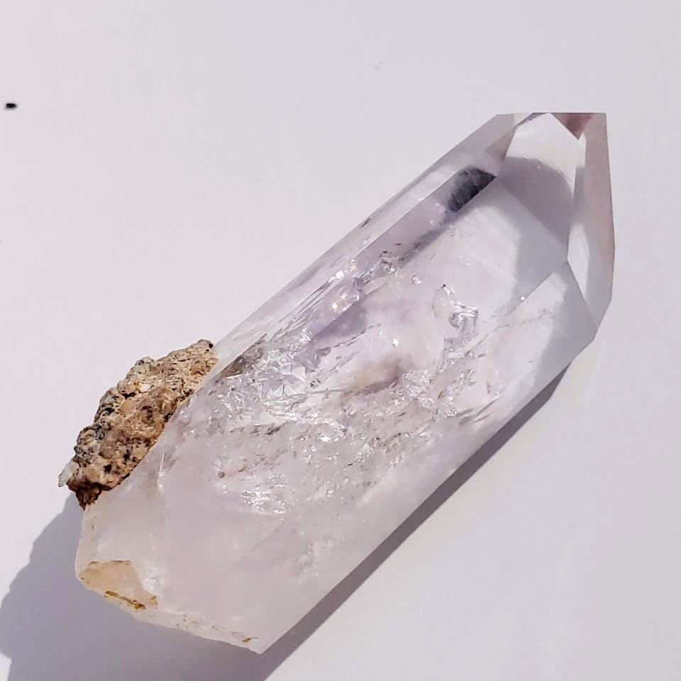 2 Moving Rare Enhydro Water Bubbles~ Brandberg Quartz Point With Light Purple Natural Tint from Namibia - Earth Family Crystals