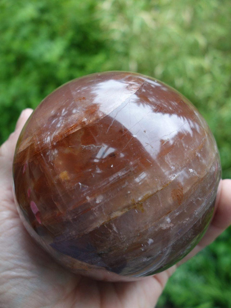 3.5 Lb Jumbo Hematoid Quartz Incredible Depth Sphere Carving *REDUCED - Earth Family Crystals