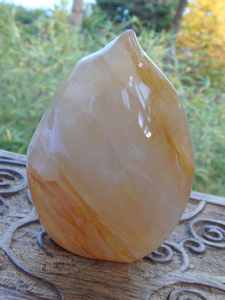 Gorgeous Golden Hematoid Quartz Flame Standing Display Specimen REDUCED - Earth Family Crystals