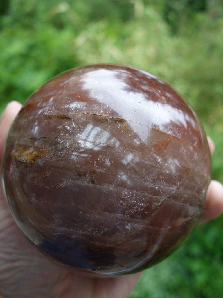 3.5 Lb Jumbo Hematoid Quartz Incredible Depth Sphere Carving *REDUCED - Earth Family Crystals
