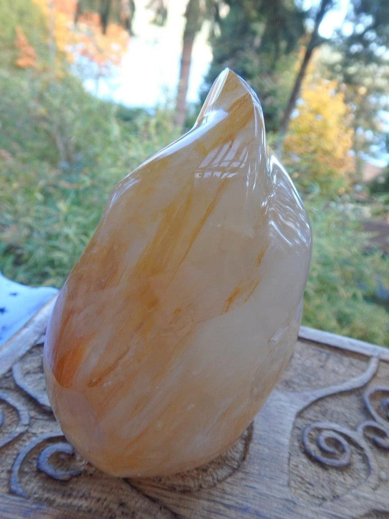 Gorgeous Golden Hematoid Quartz Flame Standing Display Specimen REDUCED - Earth Family Crystals