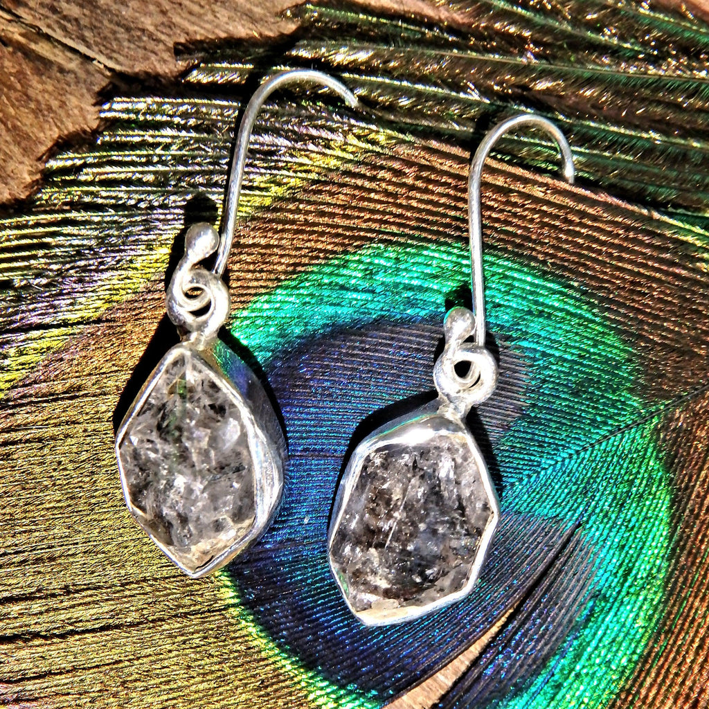 Natural Herkimer Diamond Earrings With Inclusions in Sterling Silver 1 - Earth Family Crystals