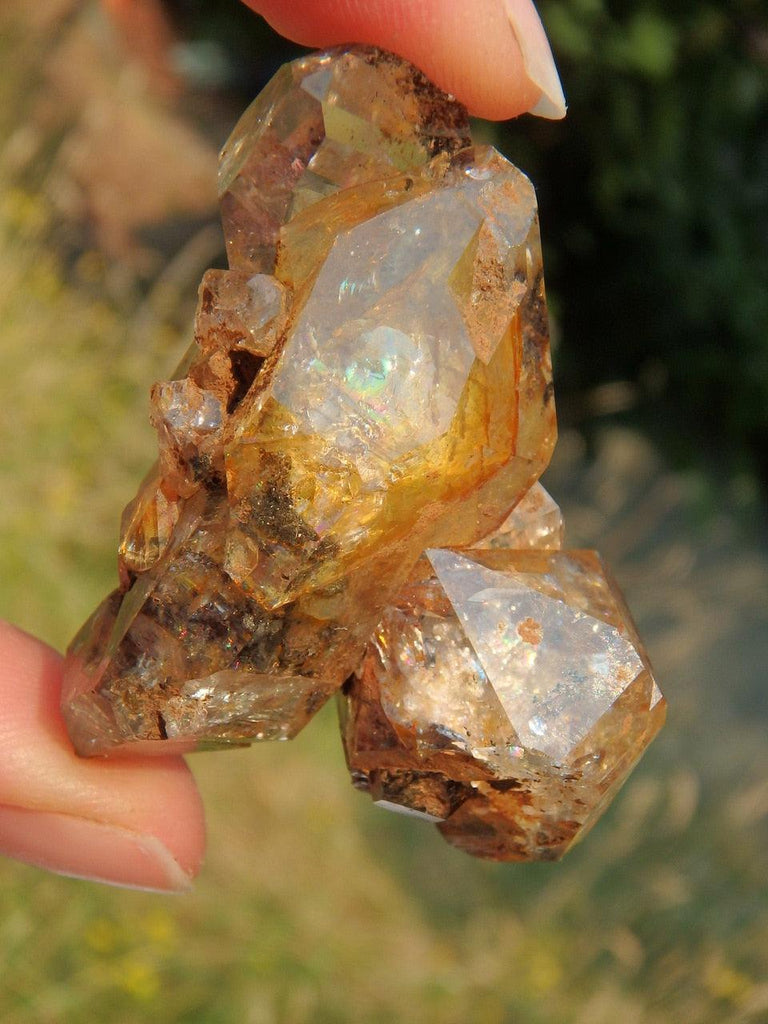 Rainbows & Inclusions Herkimer Diamond Cluster From NY - Earth Family Crystals