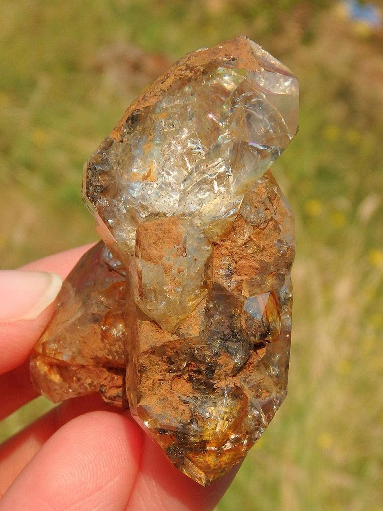 Rainbows & Inclusions Herkimer Diamond Cluster From NY - Earth Family Crystals