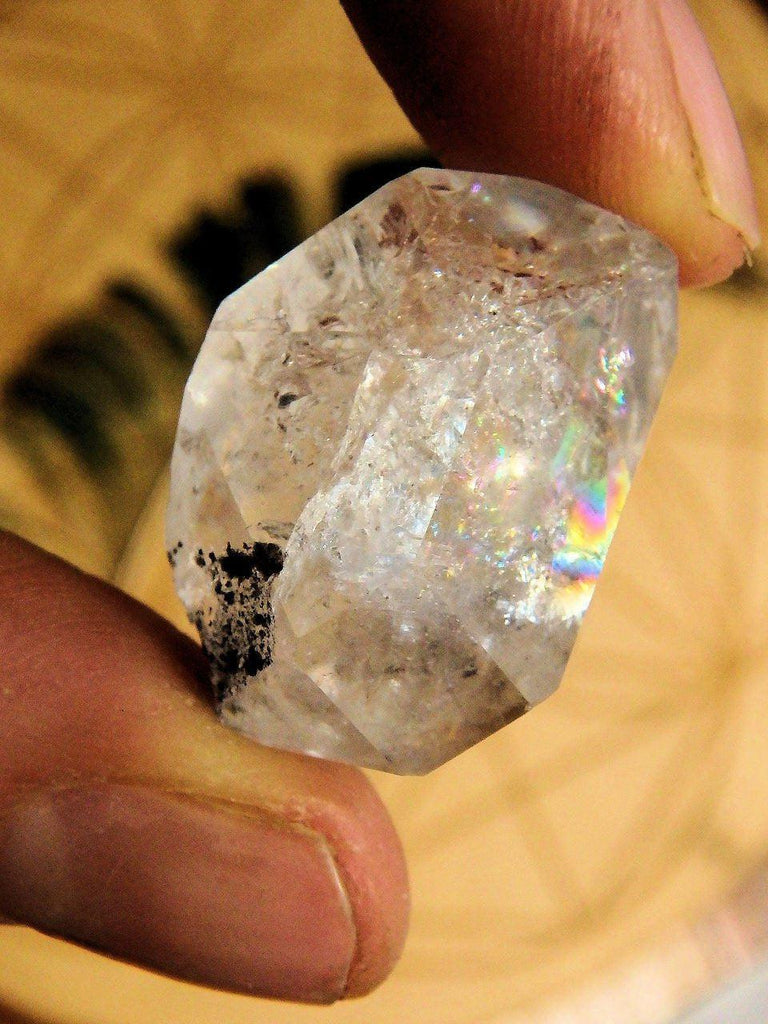 Brilliant Rainbows NY Herkimer Diamond Hand Held Specimen - Earth Family Crystals