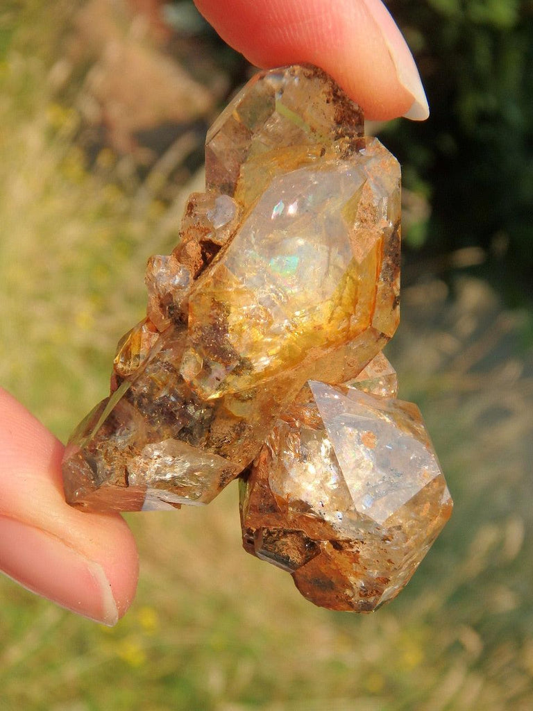 Rainbows & Inclusions Herkimer Diamond Cluster From NY - Earth Family Crystals