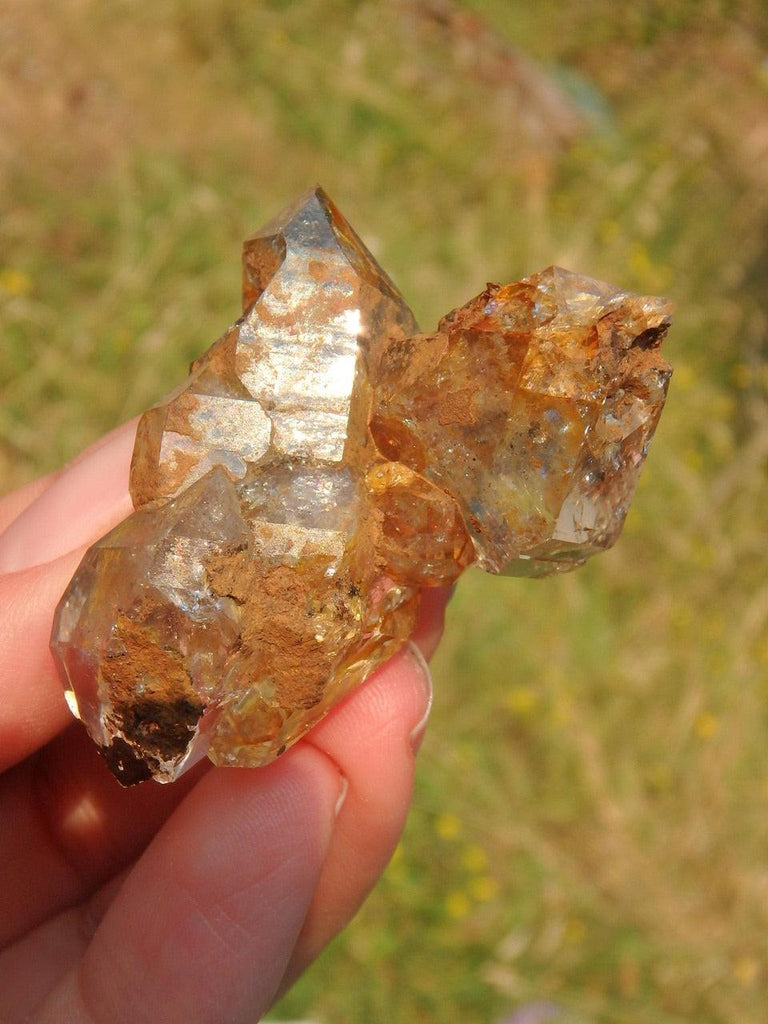 Rainbows & Inclusions Herkimer Diamond Cluster From NY - Earth Family Crystals