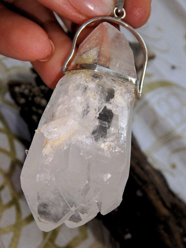 Incredible DT Elestial Himalayan Quartz Chunky Pendant in Sterling Silver (Includes Silver Chain) - Earth Family Crystals