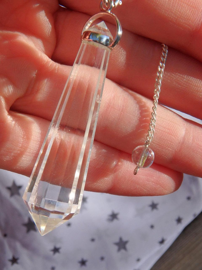 Vogel Style Himalayan Quartz Pendulum on Sterling Silver Detachable Cord - Earth Family Crystals