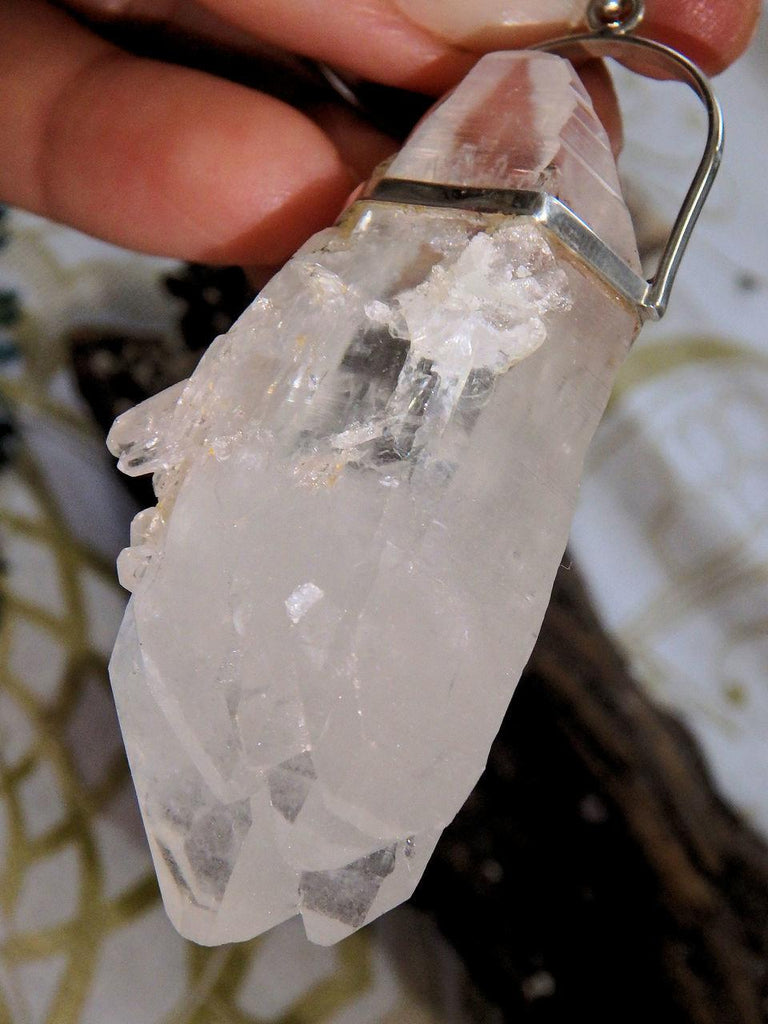 Incredible DT Elestial Himalayan Quartz Chunky Pendant in Sterling Silver (Includes Silver Chain) - Earth Family Crystals