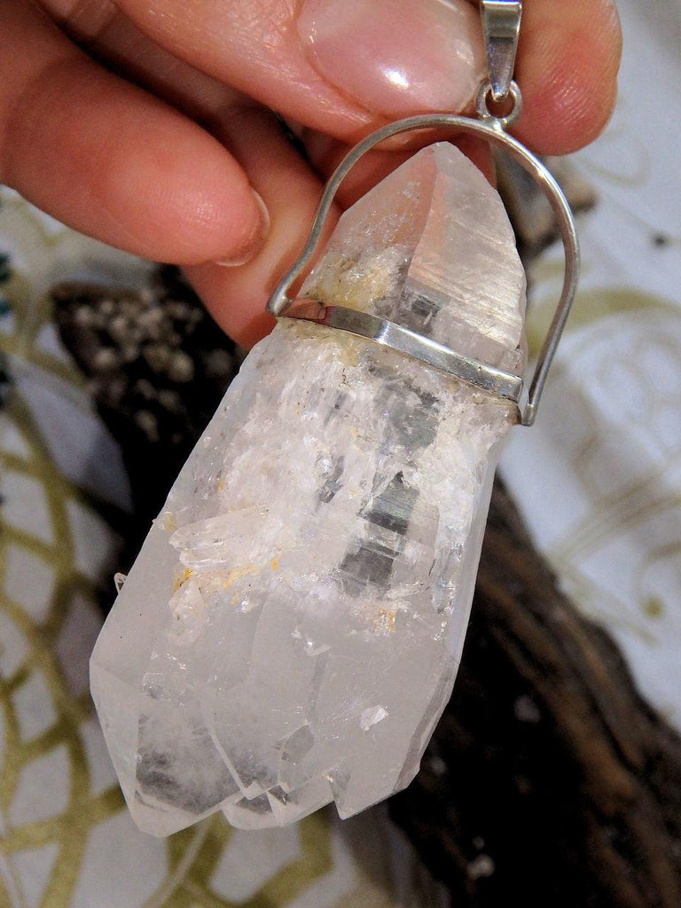 Incredible DT Elestial Himalayan Quartz Chunky Pendant in Sterling Silver (Includes Silver Chain) - Earth Family Crystals