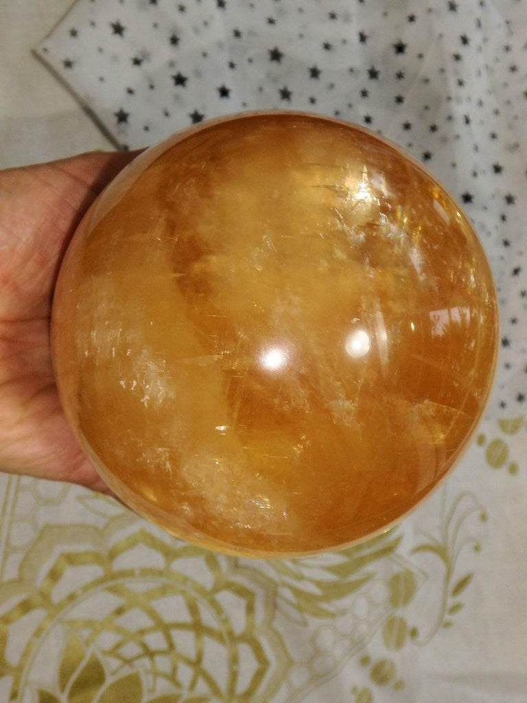 XXL Breathtaking Golden Sunshine Honey Calcite Sphere - Earth Family Crystals