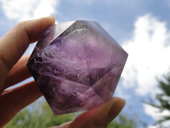 AMETHYST ICOSOHEDRON Sacred Geometry Shape - Earth Family Crystals