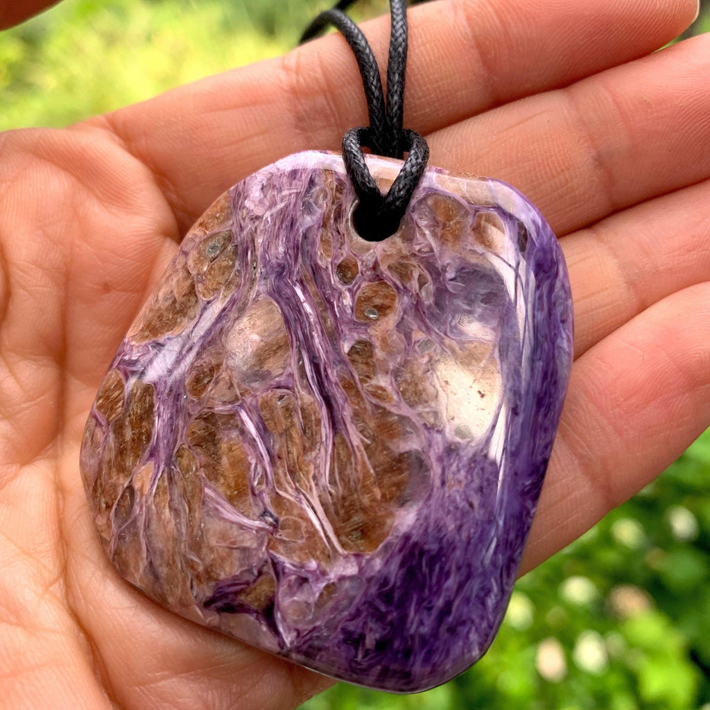 Stunning Silky Purple Patterns Charoite On Adjustable Cotton Cord #1 - Earth Family Crystals