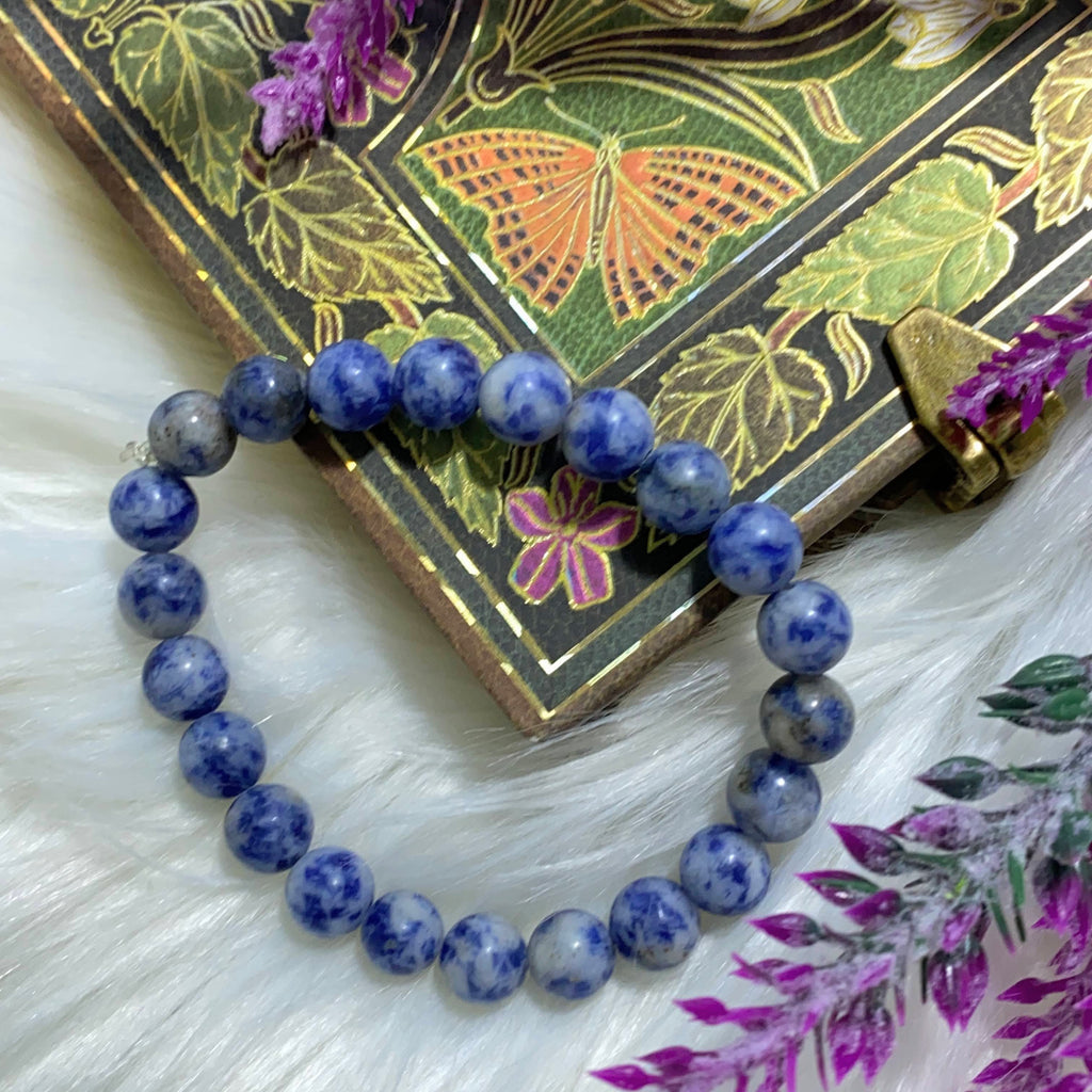 One Sodalite Gemstone Bracelet On stretchy Cord - Earth Family Crystals