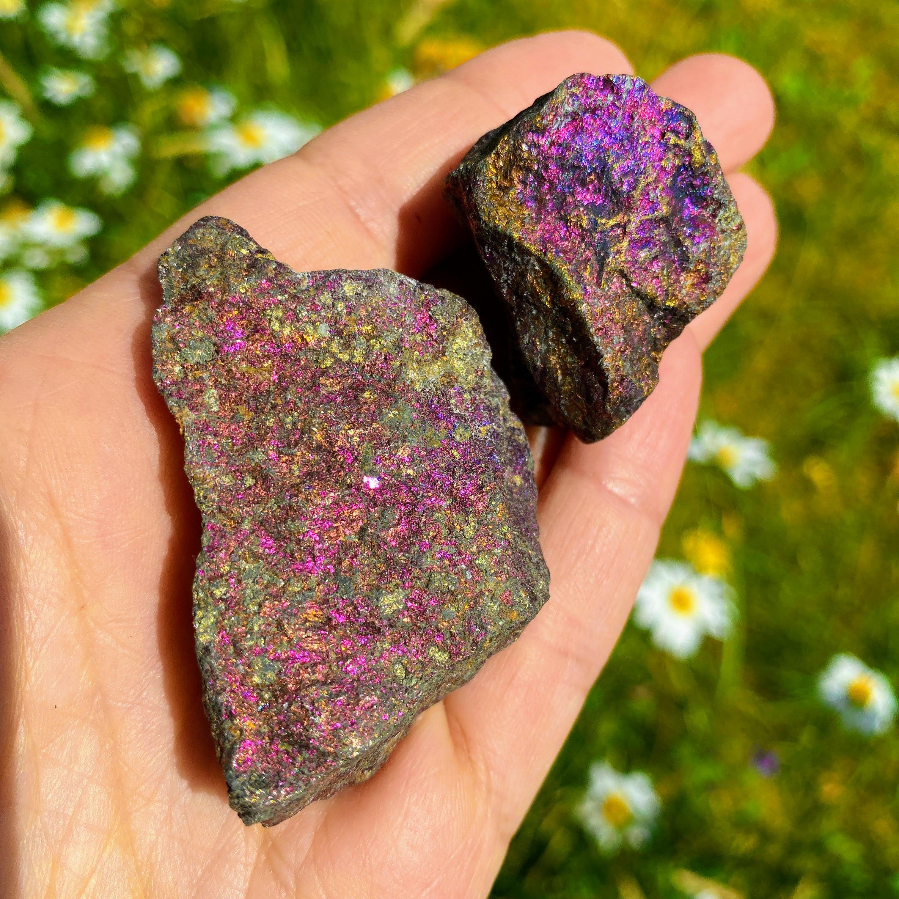 Set of 2~Natural Raw Peacock Ore (Bornite)  Specimen - Earth Family Crystals