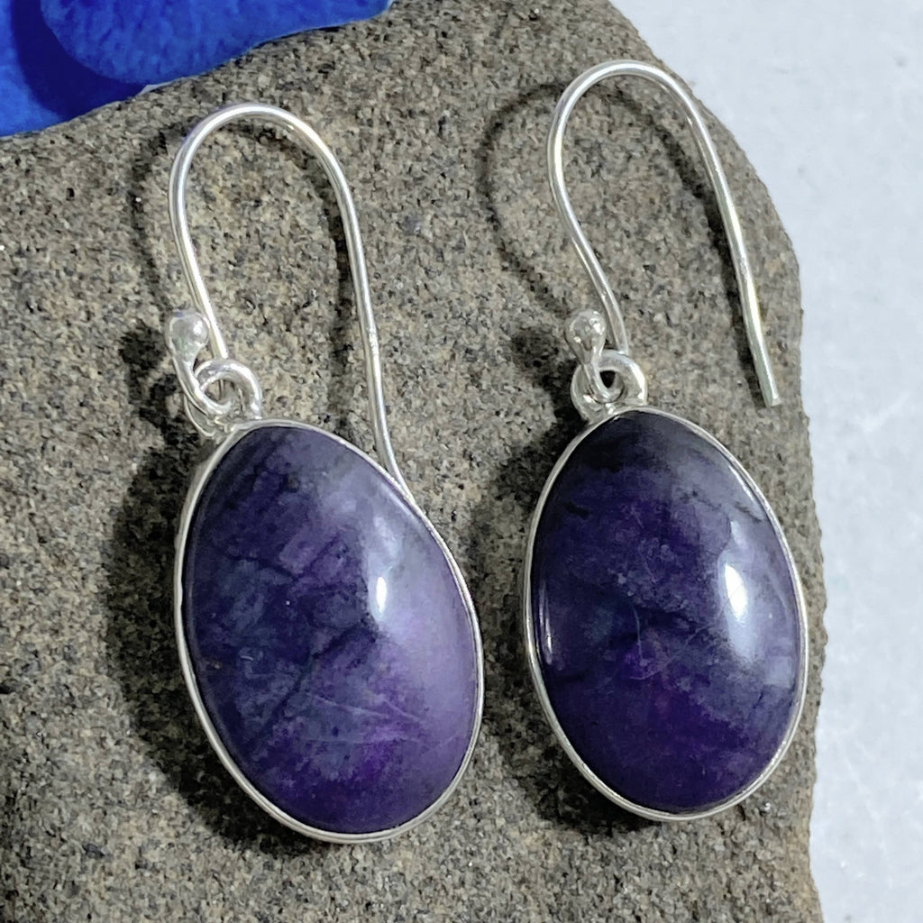 Very Rare~ Genuine Dark Purple Sugilite Earrings in Sterling Silver - Earth Family Crystals